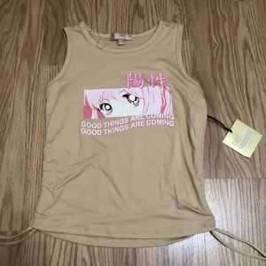 Cult Favorite Short Sleeve Animate ruched side tan size Large L